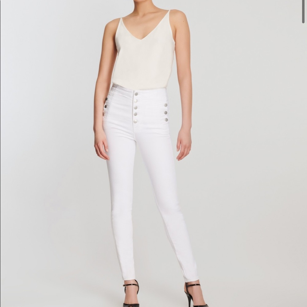 J Brand Natasha Sky High Rise White Jeans, 24